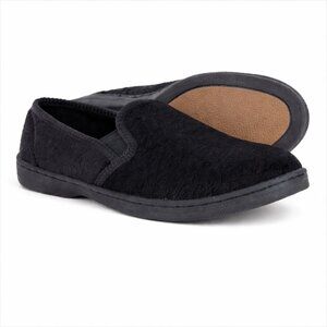 8.5 NIB Foamtreads Debbie 2 Black Embossed Velour Slippers